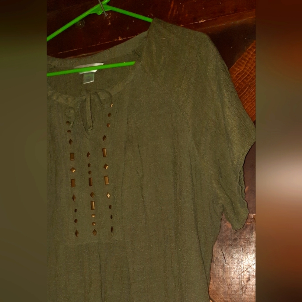 🍀3/15 CJ Banks Short sleeve Blouse Shirt